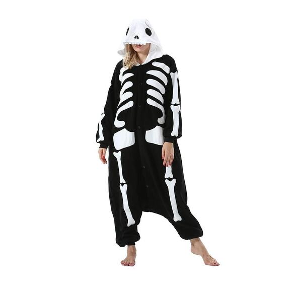 Silver Lily One Piece Skeleton Outfit - Unisex Size M - Cool Drop Waist Style - Picture 2 of 11